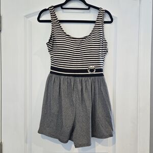 VINTAGE cotton Blende Tahiti Striped Black and White Roper Swimsuit. Size 11/12